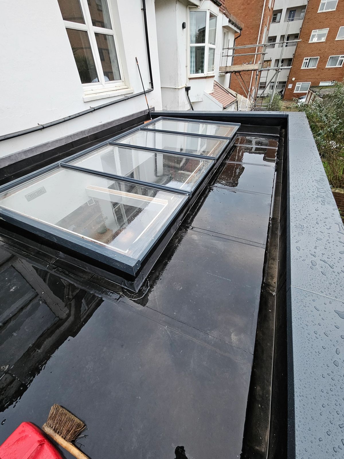 Newly installed single ply membrane