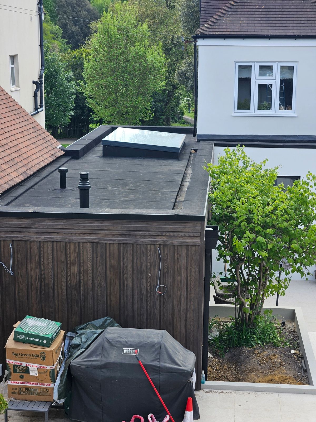 Flat roof with new waterproofing