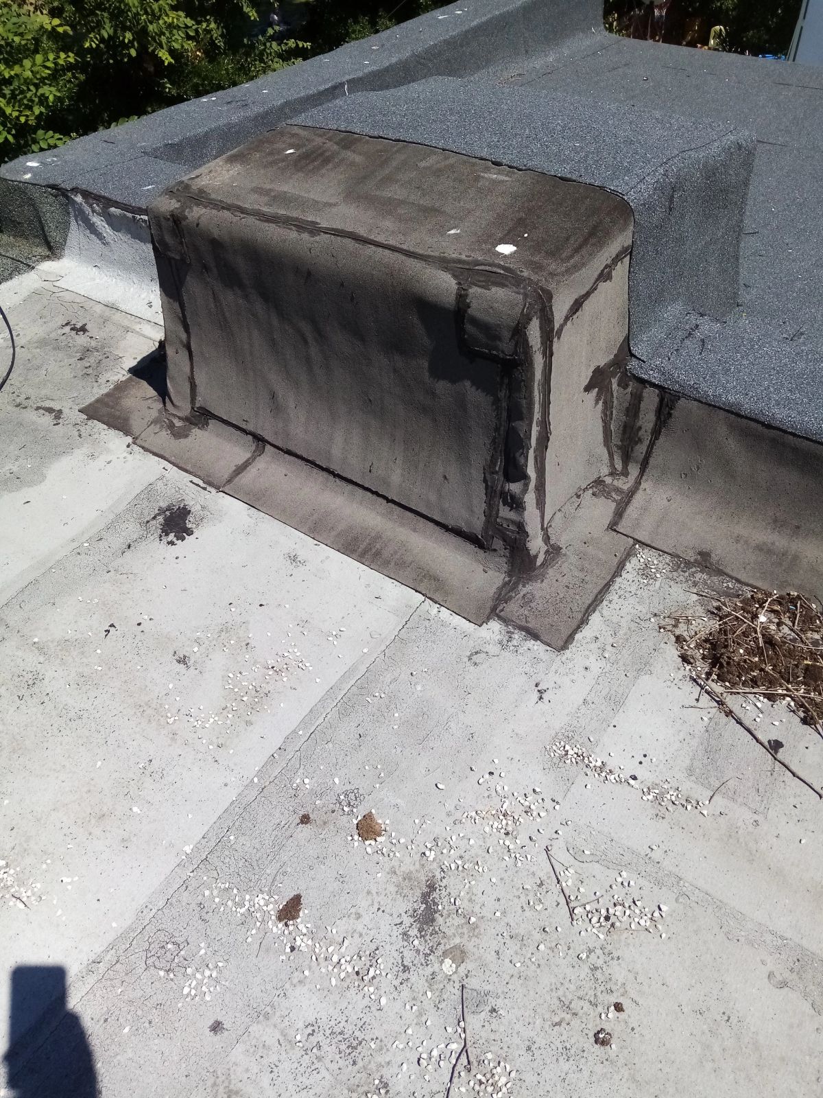Flat roof repairs in progress